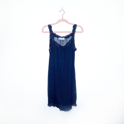 ebert blue silk chiffon slip with lace strap - size small