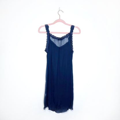 ebert blue silk chiffon slip with lace strap - size small