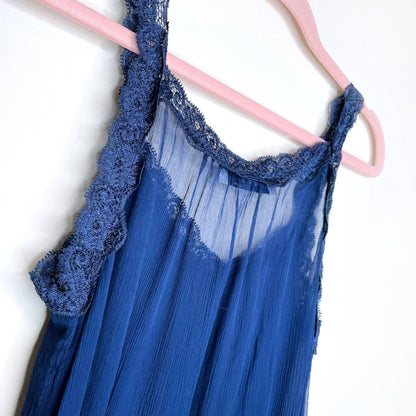 ebert blue silk chiffon slip with lace strap - size small