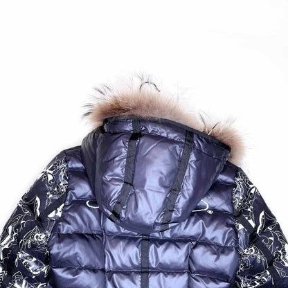 ed hardy short down puffer with fur hood - size small