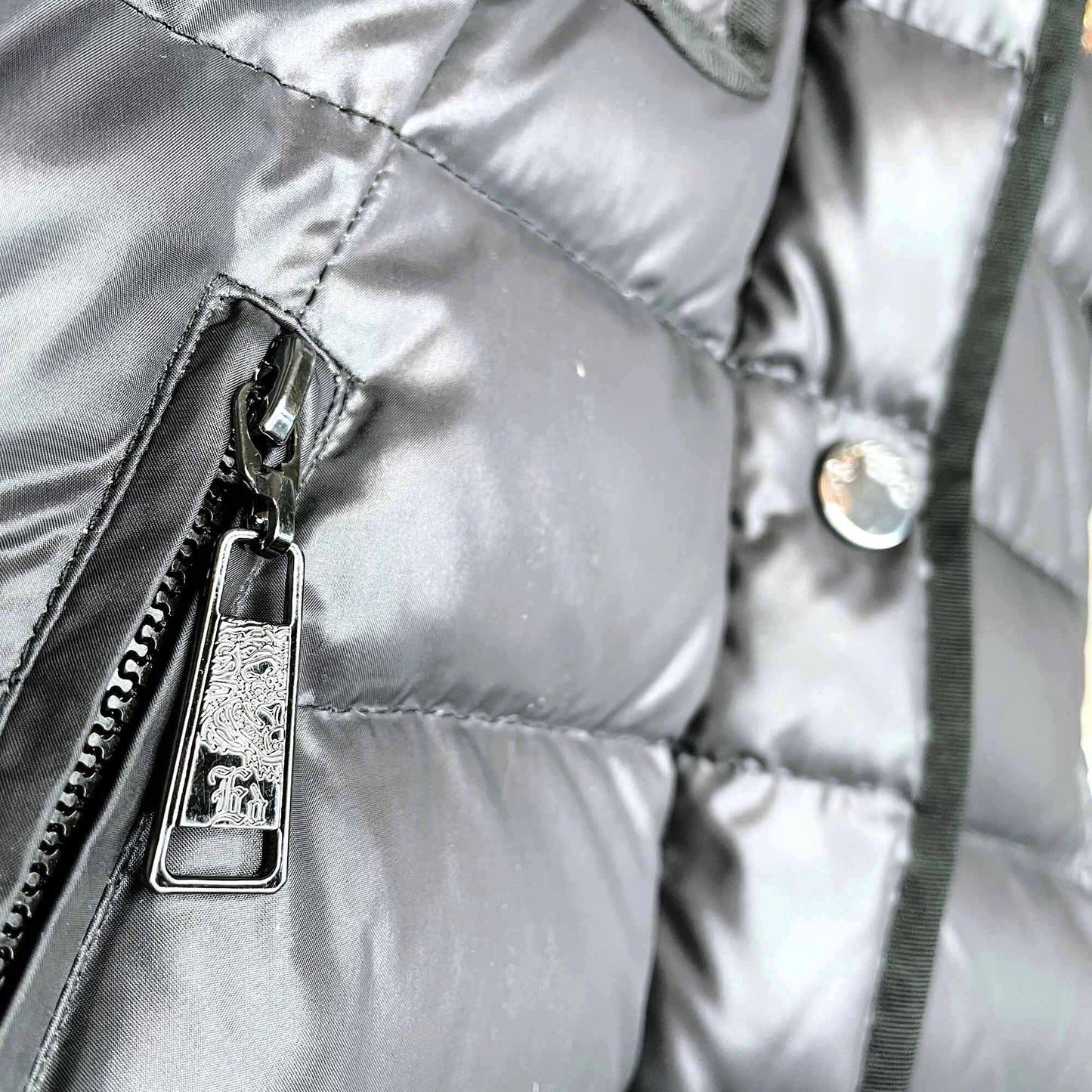 ed hardy short down puffer with fur hood - size small