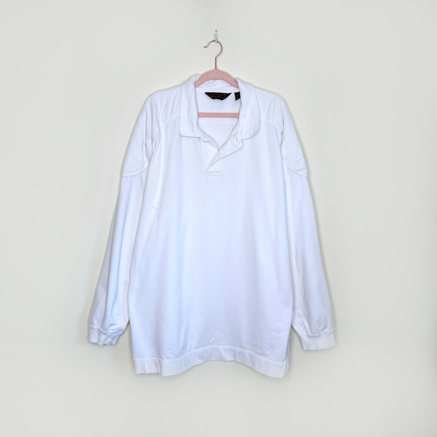 vintage eddie bauer rugby polo shirt with reinforced shoulders - size xl
