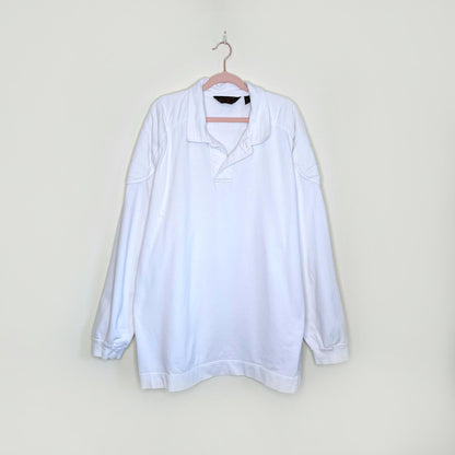 vintage eddie bauer rugby polo shirt with reinforced shoulders - size xl