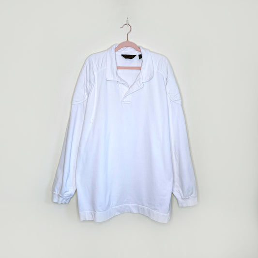 vintage eddie bauer rugby polo shirt with reinforced shoulders - size xl