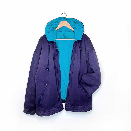 vintage eddie bauer outdoor outfitters hooded sweatshirt jacket - size large