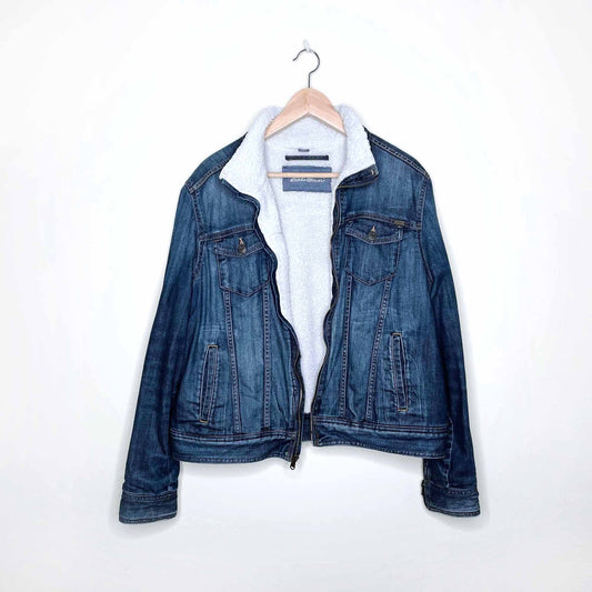 RARE Eddie Bauer denim jacket with sherpa lining - size XL