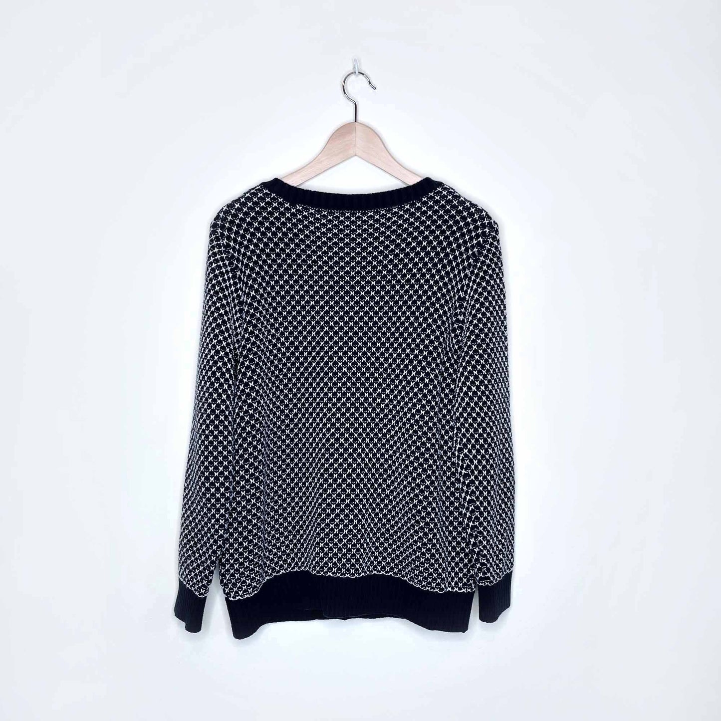 vintage ll bean knit cotton cardigan with leather buttons - size xl petite