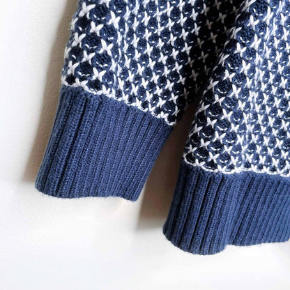 vintage ll bean knit cotton cardigan with leather buttons - size xl petite