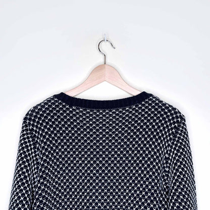 vintage ll bean knit cotton cardigan with leather buttons - size xl petite