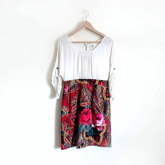 edme &amp; esyllte peasant dress with micro cord paisley rose skirt - size 4