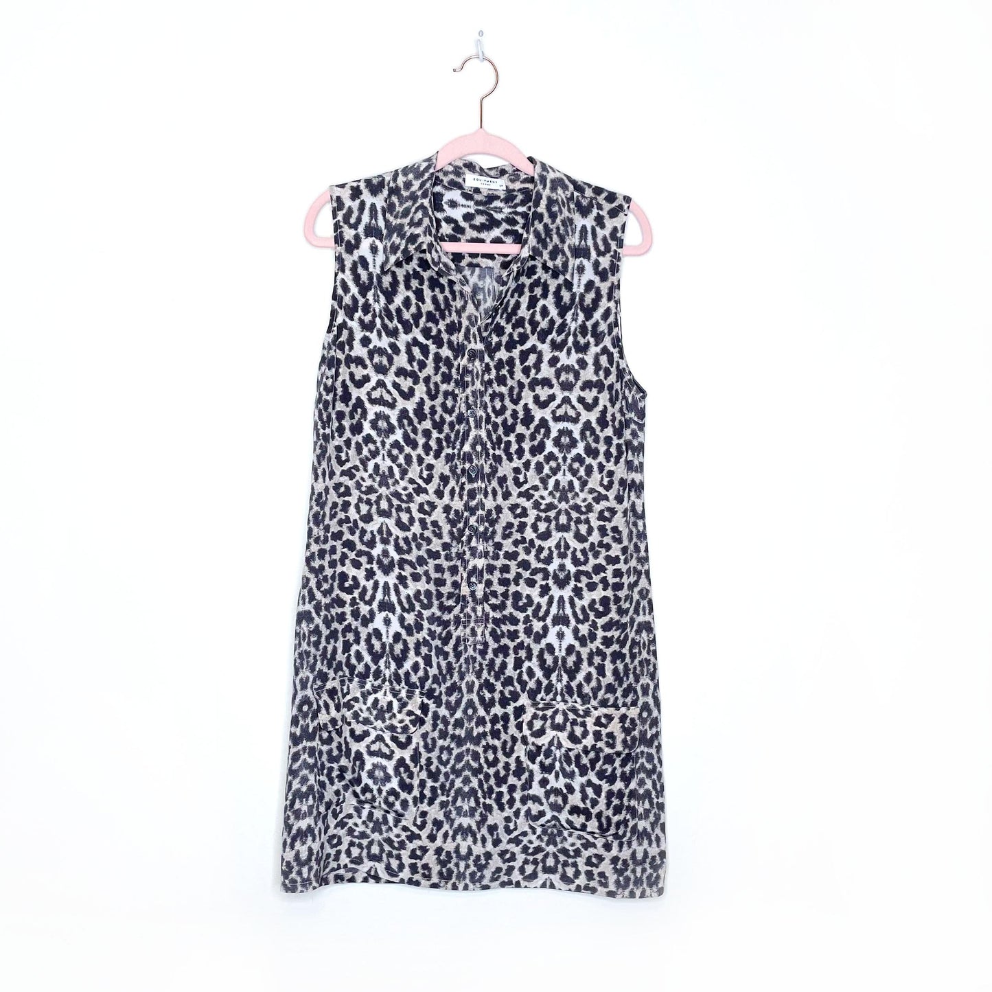 equipment femme arctic leopard silk sleeveless shirt dress - size small