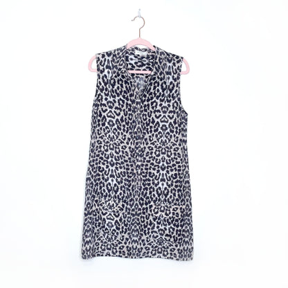 equipment femme arctic leopard silk sleeveless shirt dress - size small