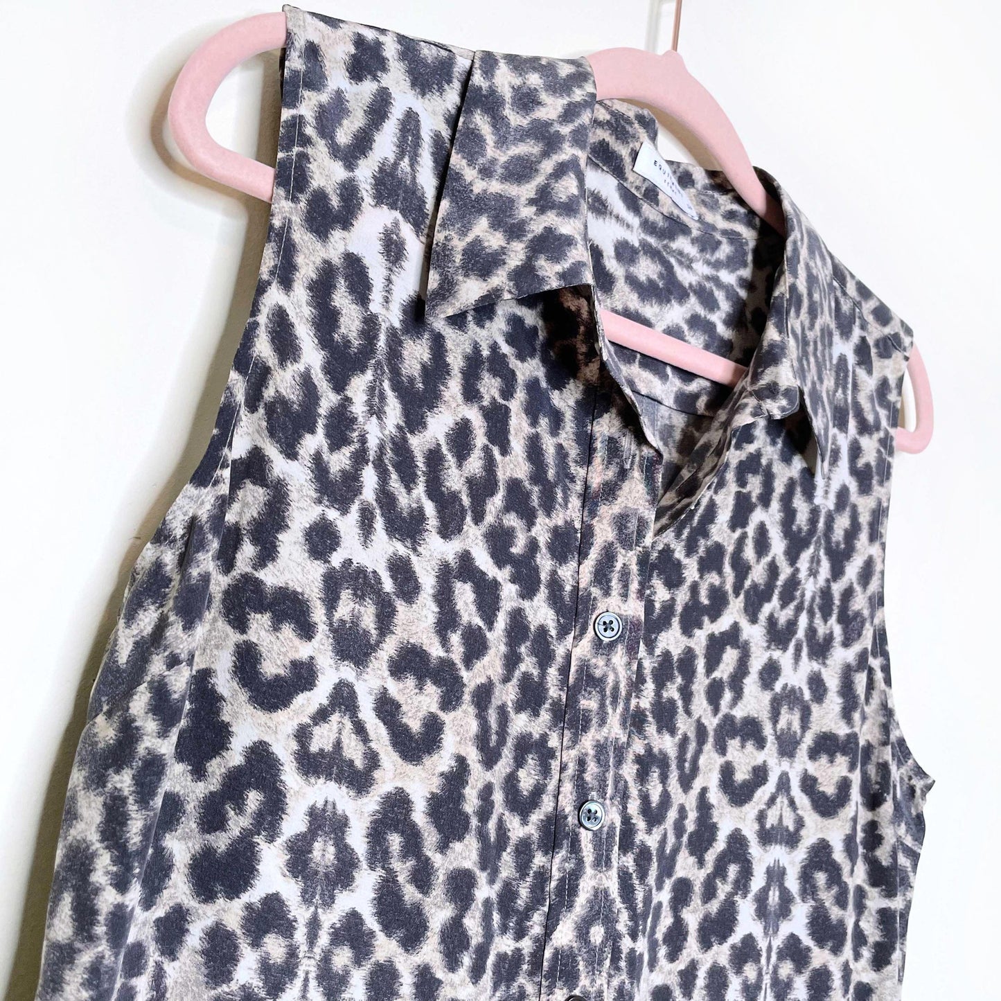 equipment femme arctic leopard silk sleeveless shirt dress - size small