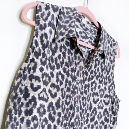 equipment femme arctic leopard silk sleeveless shirt dress - size small