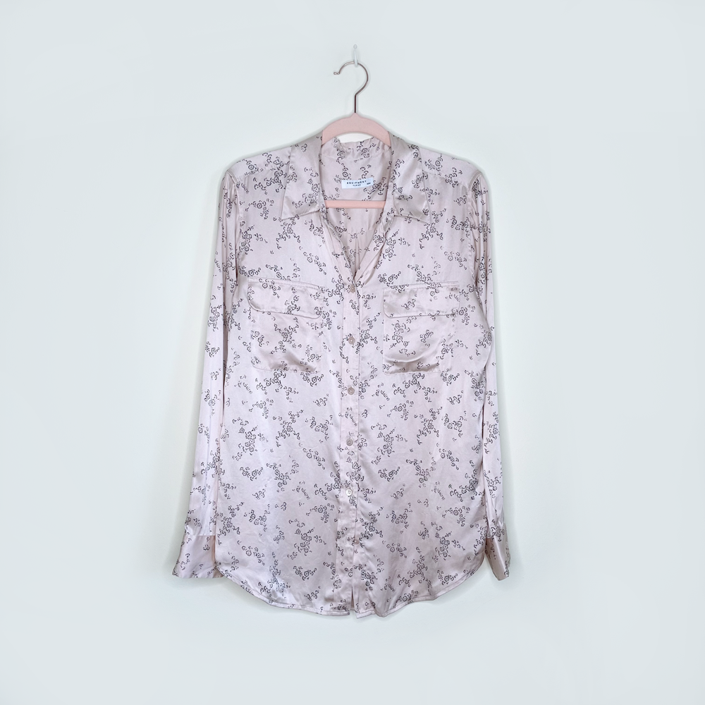 equipment femme signature silk satin shirt - size medium
