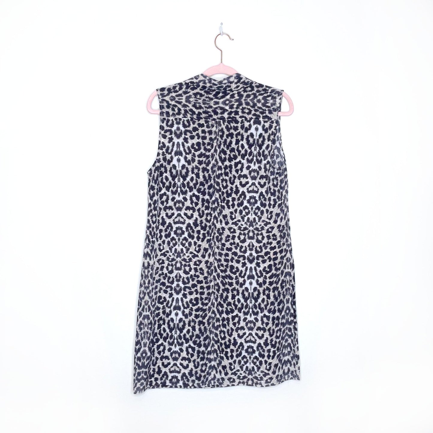 equipment femme arctic leopard silk sleeveless shirt dress - size small
