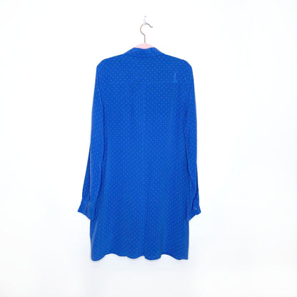 equipment femme blue silk polka dot shirt dress - size large