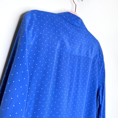 equipment femme blue silk polka dot shirt dress - size large