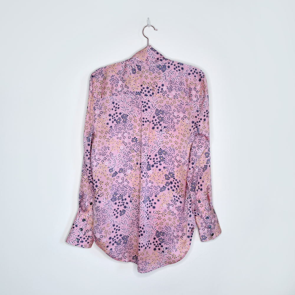 equipment femme luis tie neck blouse in rose doux multi floral - size small