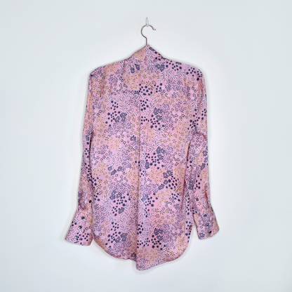 equipment femme luis tie neck blouse in rose doux multi floral - size small