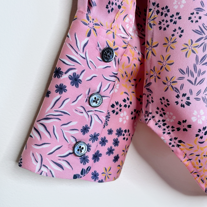 equipment femme luis tie neck blouse in rose doux multi floral - size small