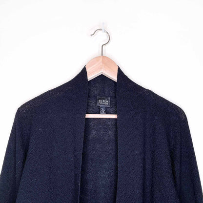 eileen fisher wool lightweight cropped open cardigan - size medium
