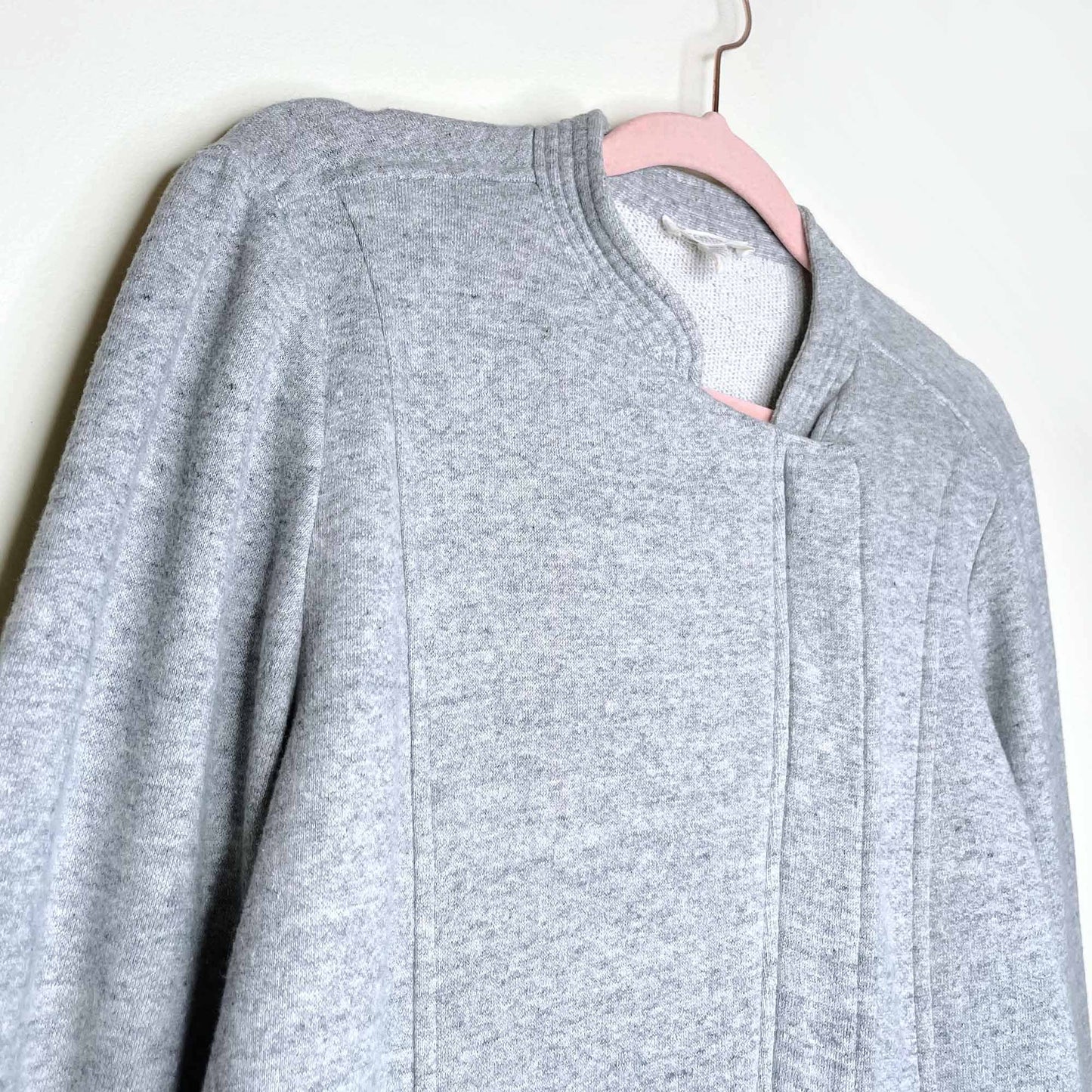 eileen fisher petite grey sweatshirt moto jacket - size medium P