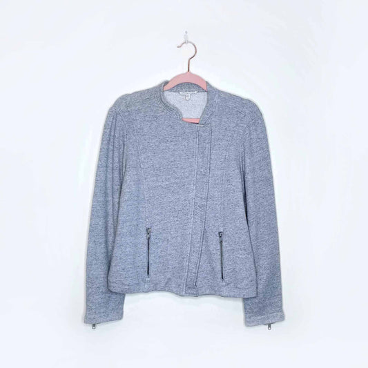 eileen fisher petite grey sweatshirt moto jacket - size medium P