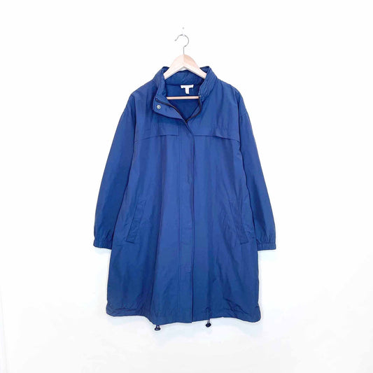 eileen fisher organic cotton anorak jacket with hideaway hood - size medium