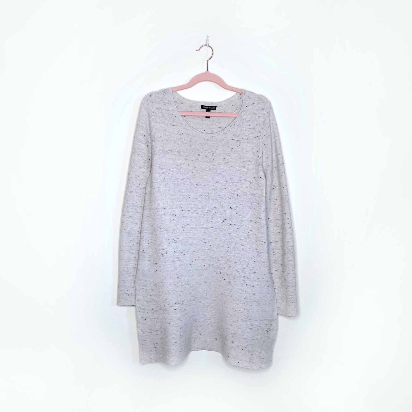 eileen fisher oatmeal heather cotton-wool tunic sweater - size small