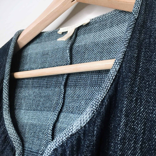 eileen fisher chambray gauze organic cotton open jacket - size small