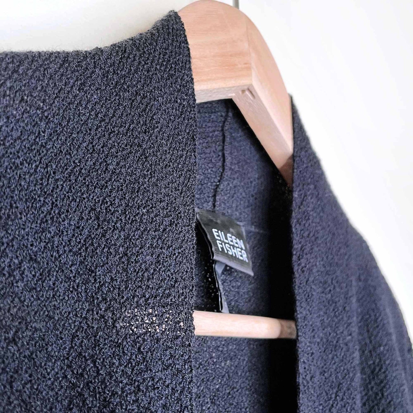 eileen fisher wool lightweight cropped open cardigan - size medium