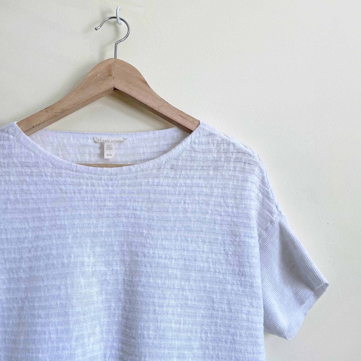 Eileen Fisher organic linen-cotton ribbed tee - size Medium