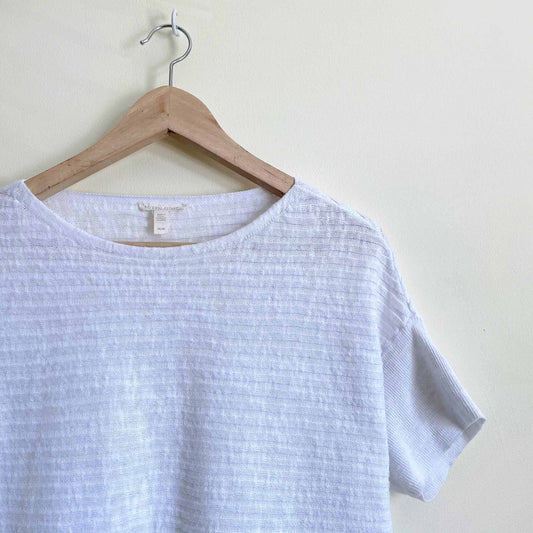Eileen Fisher organic linen-cotton ribbed tee - size Medium