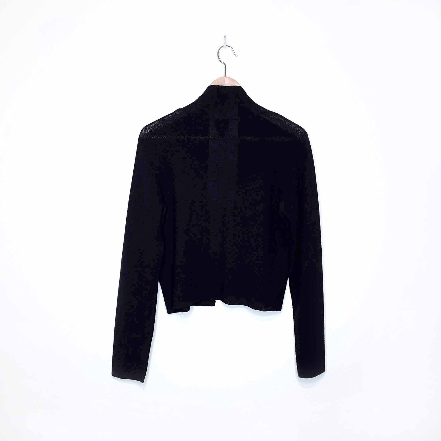 eileen fisher wool lightweight cropped open cardigan - size medium