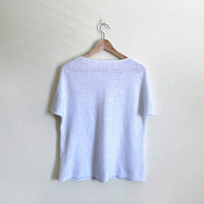 Eileen Fisher organic linen-cotton ribbed tee - size Medium