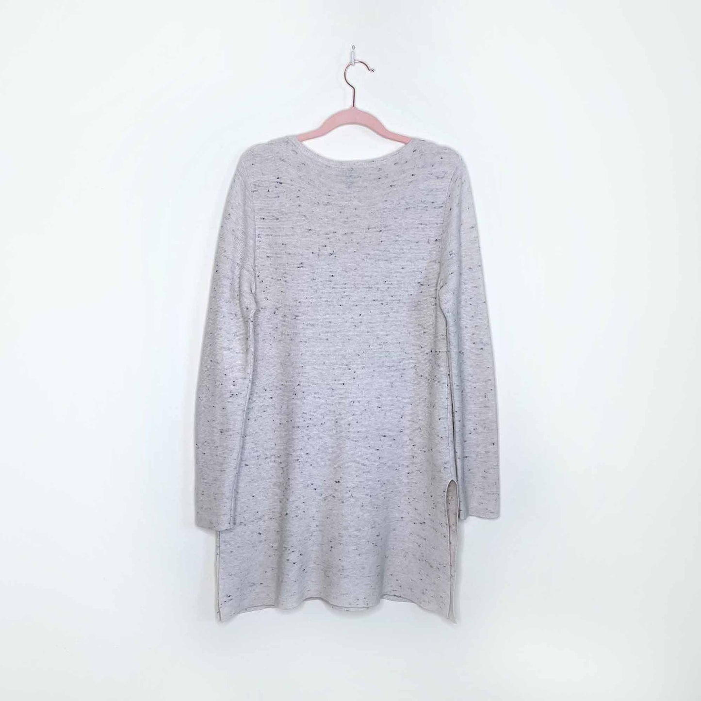 eileen fisher oatmeal heather cotton-wool tunic sweater - size small
