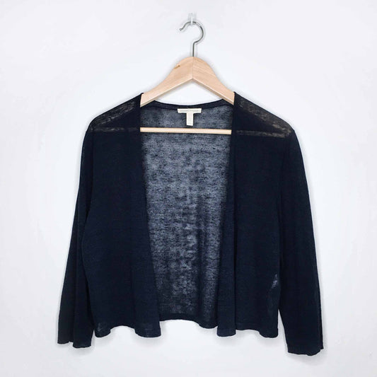 Eileen Fisher 3/4 sleeve linen cropped cardigan - size Medium