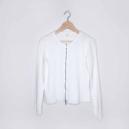 Eileen Fisher organic linen-cotton zip cardigan - size Small