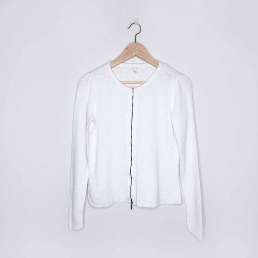 Eileen Fisher organic linen-cotton zip cardigan - size Small