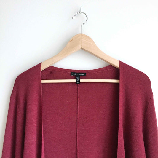 Eileen Fisher merino wool open long cardigan - size Medium