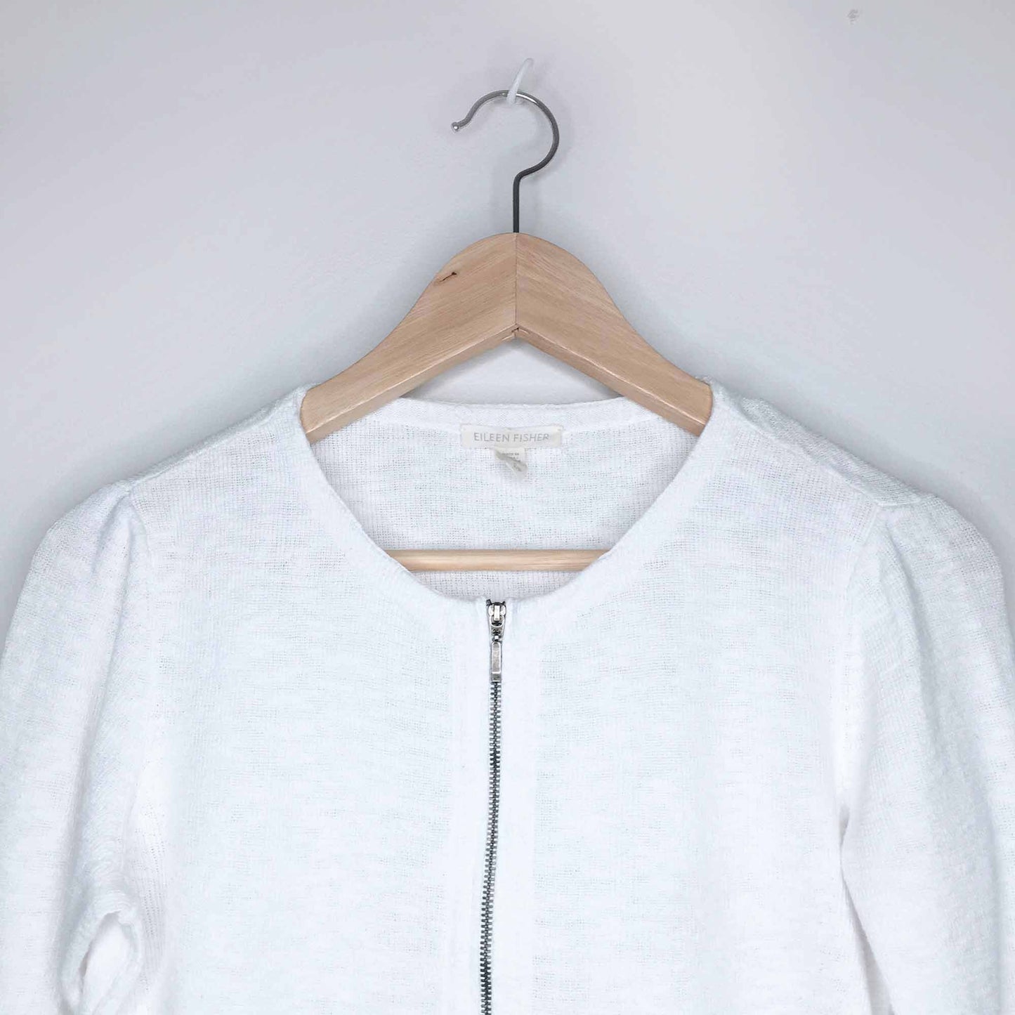 Eileen Fisher organic linen-cotton zip cardigan - size Small