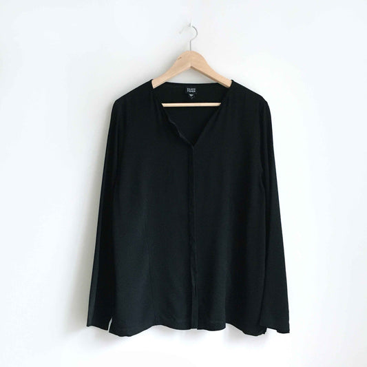 Eileen Fisher silk stretch button down top - size Large