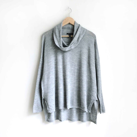 Eileen Fisher merino wool cowl neck hi lo sweater - size Medium