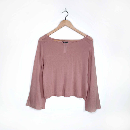 eileen fisher lightweight tencel knit sweater with bell sleeves - size xs