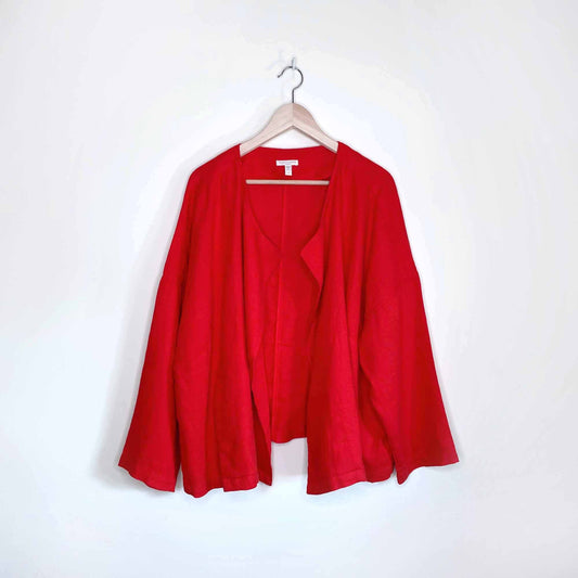 eileen fisher heavy organic linen drape front jacket - size 2x