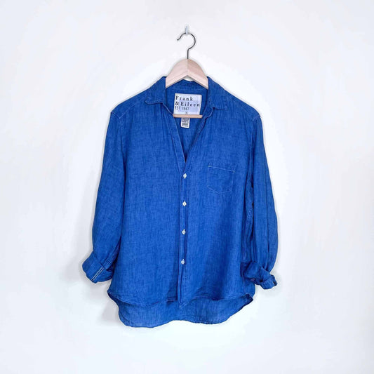 frank and eileen classic linen button down shirt - size small