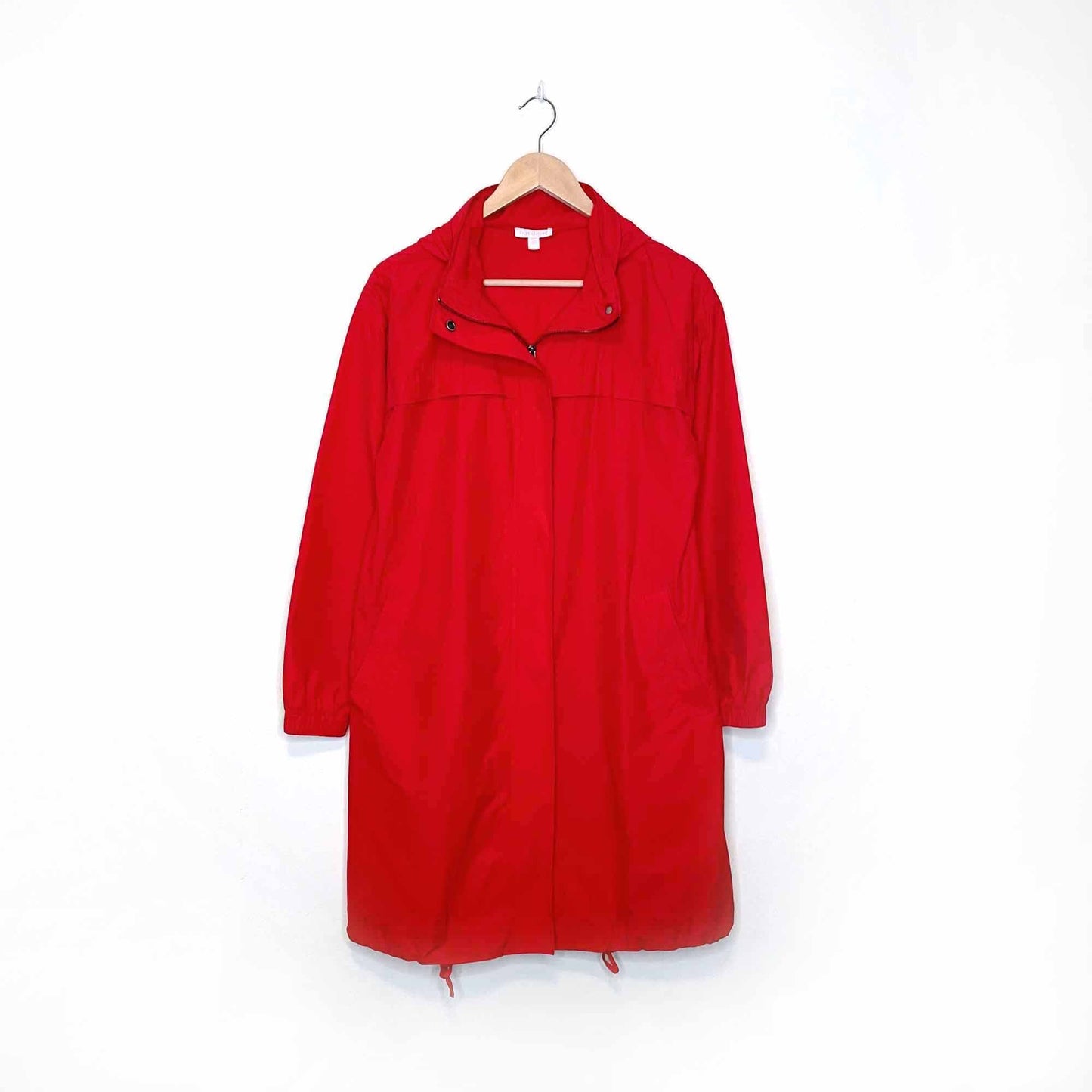 eileen fisher organic cotton nylon anorak jacket with hideaway hood - size medium