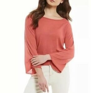 eileen fisher lightweight tencel knit sweater with bell sleeves - size xs