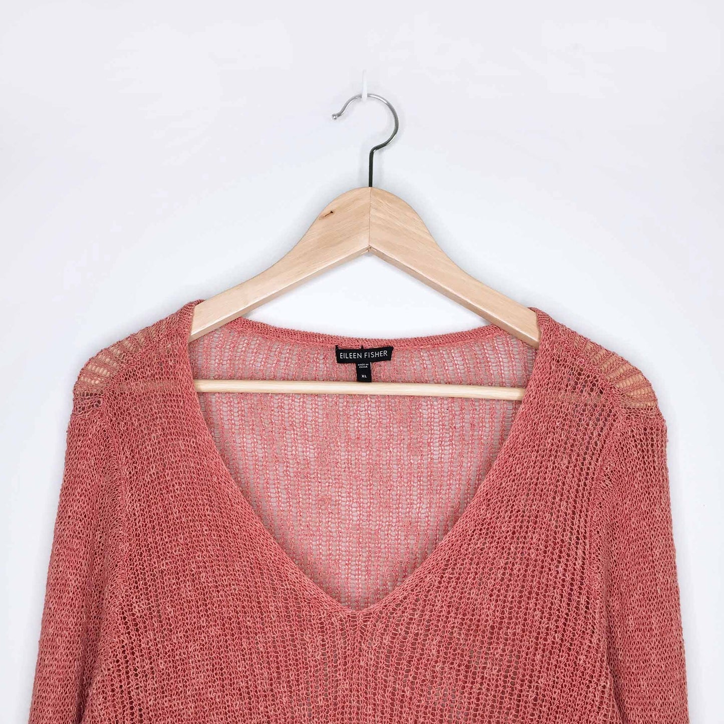 Eileen Fisher linen v-neck asymmetrical sweater - size xl